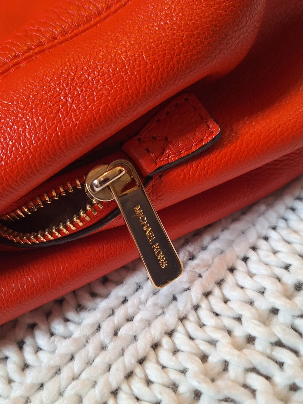 Michael Kors Red Leather Shoulder Bag with Gold Hardware